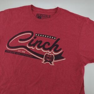 Cinch T Shirt Mens Large Red Graphic Logo Western Rodeo Casual Tee *READ*